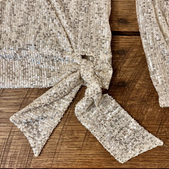 INC Glittery Sequin Long Sleeve Surplice Top Size M - Picture 2 of 5